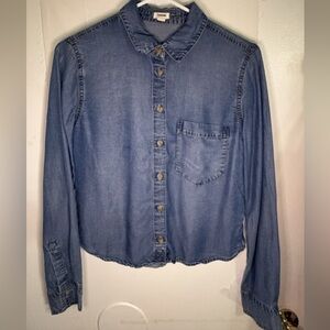 Garage Blue Denim Button-Up Long Sleeve Shirt